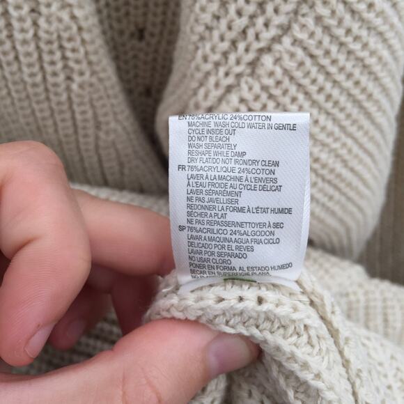 RDI Tunic Sweater Mock Neck Kangaroo Pockets Ribbed White Beach Size Medium - Picture 8 of 8